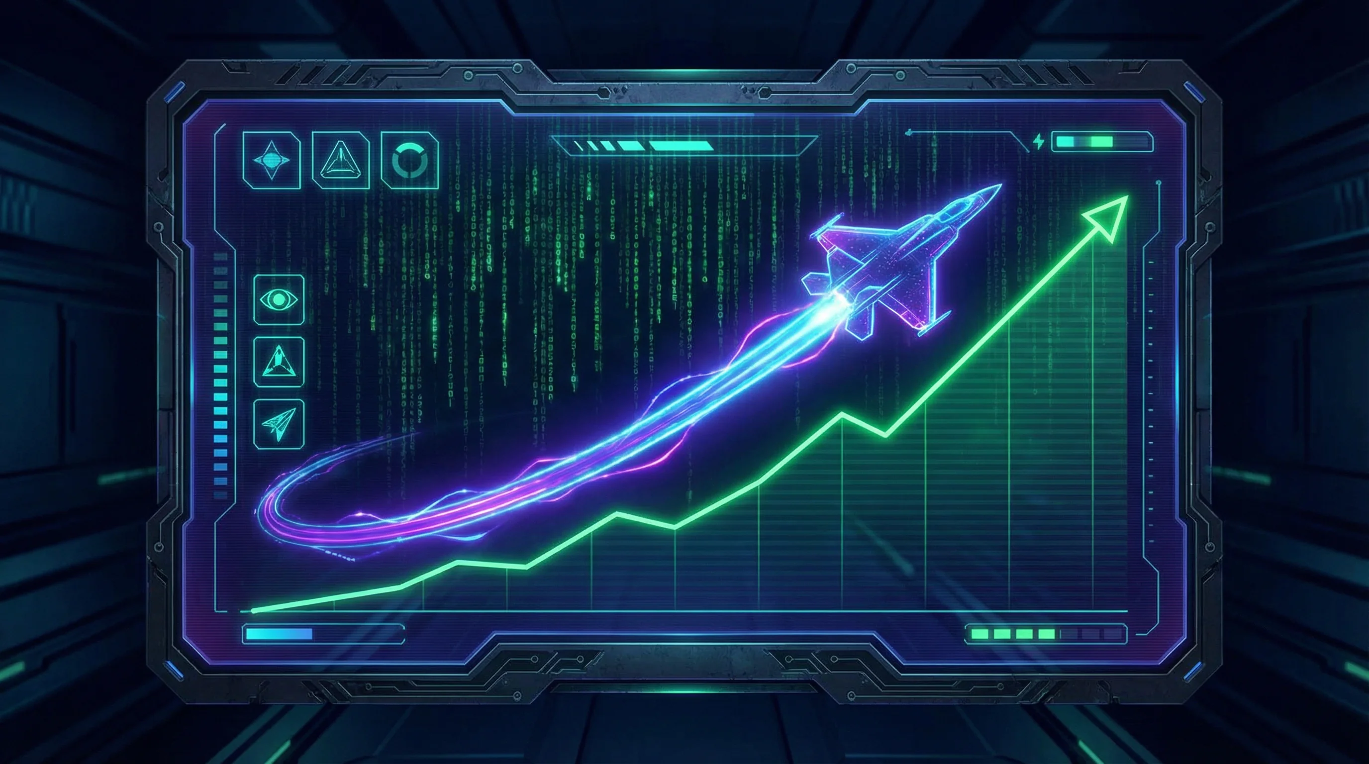 Interface do jogo Aviator com avião ascendente e gráfico de multiplicador